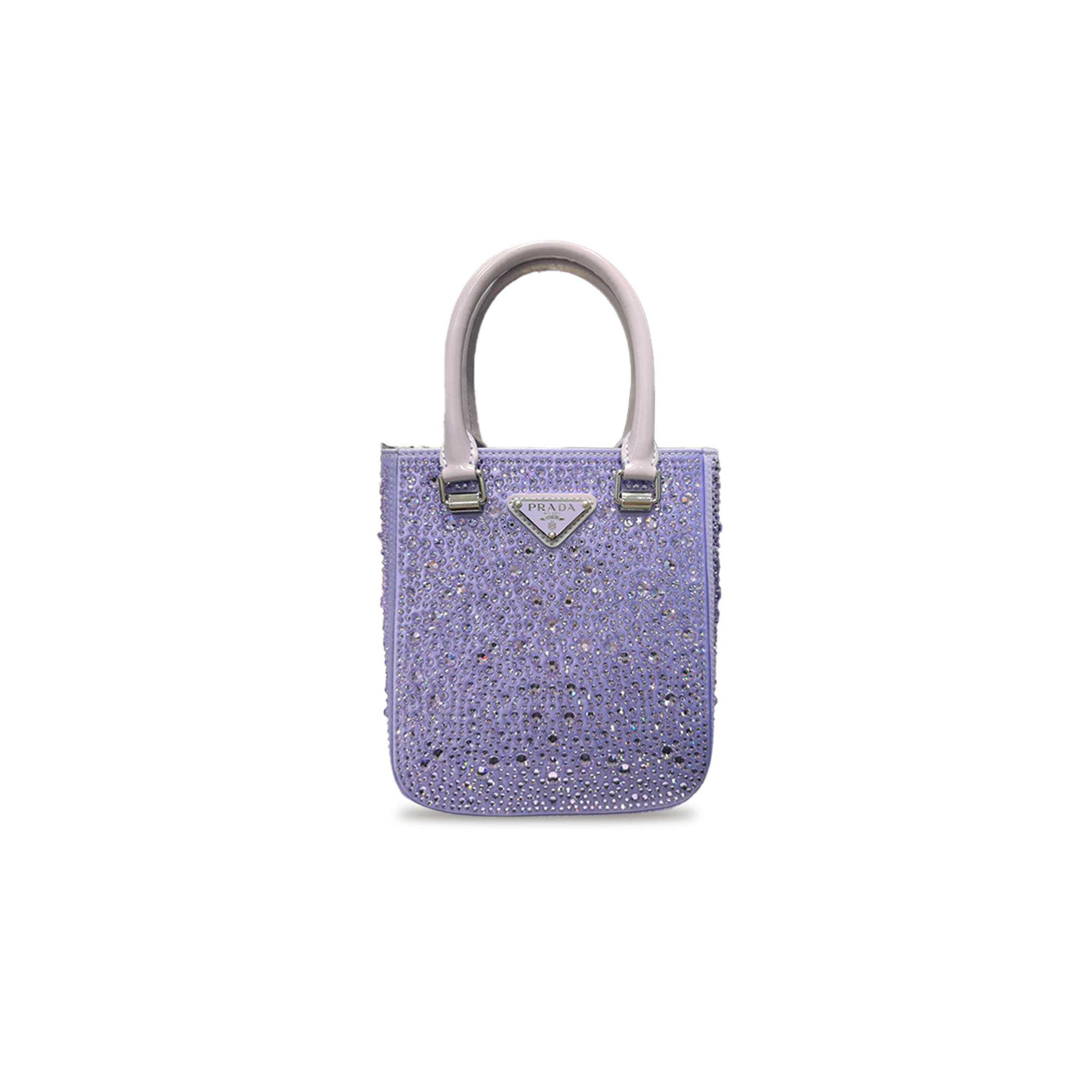 Pra*a convertible open tote crystal embellished satin mini 1ba331 (17.5*15*5cm)